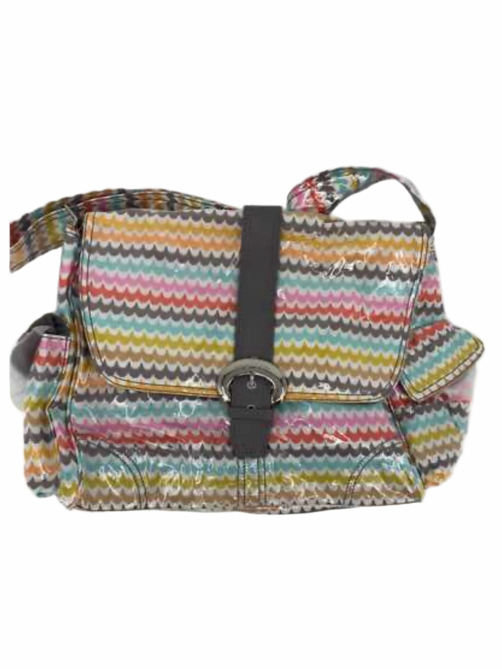 Kalencom Multicolor ChevronPrint Baby Diaper Bag w Buckle Strap & Changing Pad